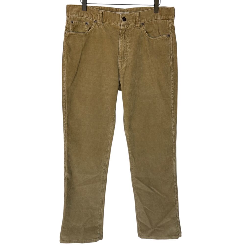 L.L. Bean Mens Standard Fit Corduroy Jeans Style Pants Golden Tan size 34 x 32